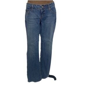 Vtg Y2K Ultra Low Rise Womens Jeans Bootcut 3/4x30 Medium Wash Embroidered